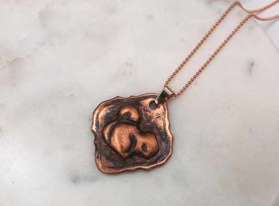 Recycled Copper Squirrel on Picture Frame Pendant Necklace.