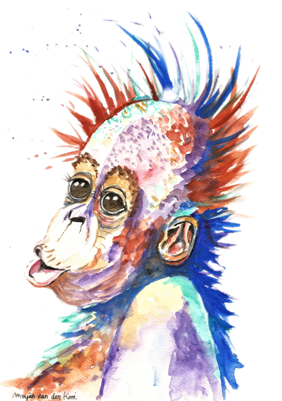 SOLD OUT - Monkey Original painting. Orangutan