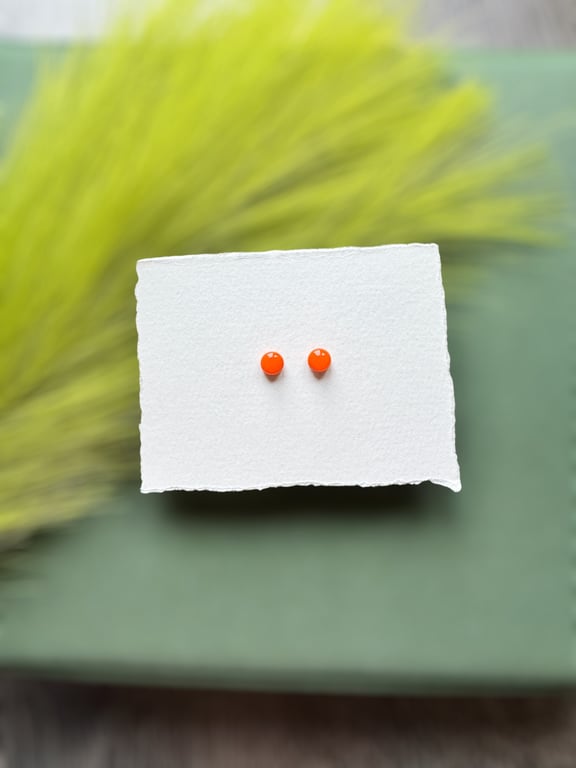 Orange Polymer Clay Circle Micro Studs 
