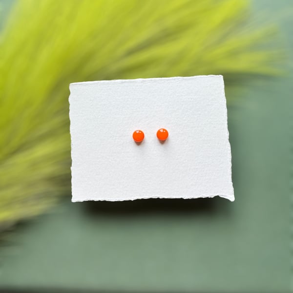 Orange Polymer Clay Circle Micro Studs 