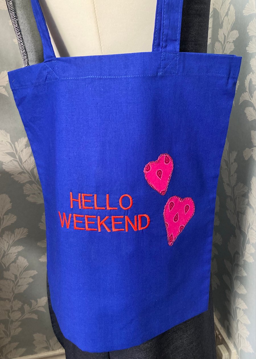 Embroidered  tote bag  - Hello Weekend 