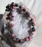 Pink & Black Rhodonite Gemstone Statement Chakra Necklace "Sultry Rose" - Image 2