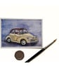 Original ACEO miniature watercolour painting Morris Minor Convertible  Car