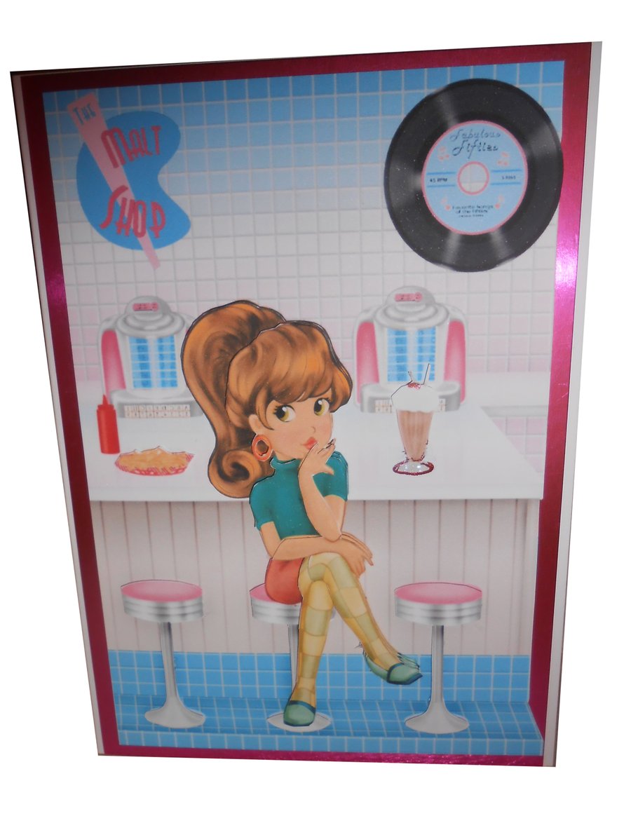 Girl in Malt Shop 3D