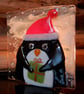 Handmade Fused Glass 'Christmas Penguin' T Light Holder - Image 1