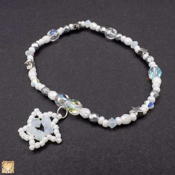 Handmade bracelet crystal and bead with handmade crystal and bead stylised star 