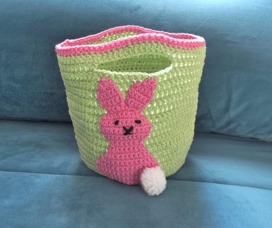 Rabbit tote bag, nursery storage, egg hunt basket