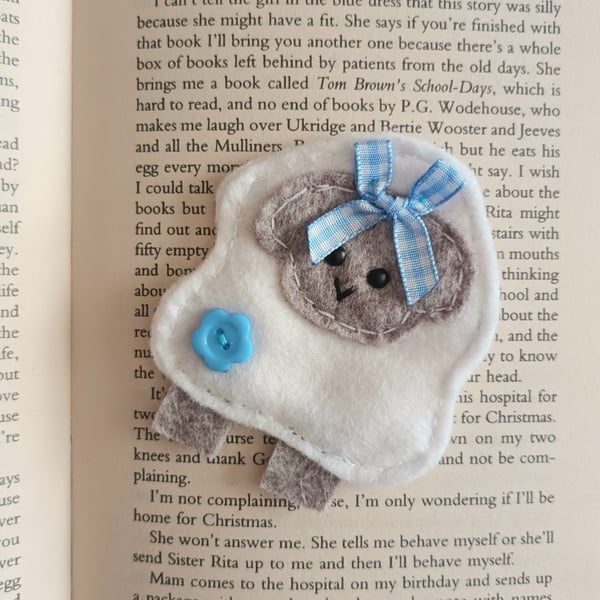 I love EWE (white) Spring lamb (blue) bookmark,letterbox gift