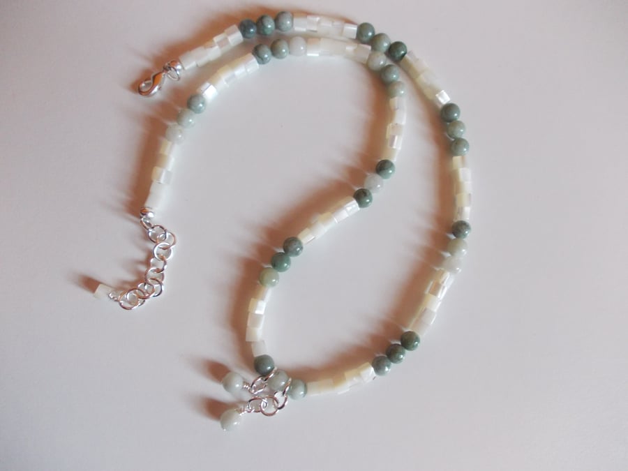 Jadeite and ivory shell necklace