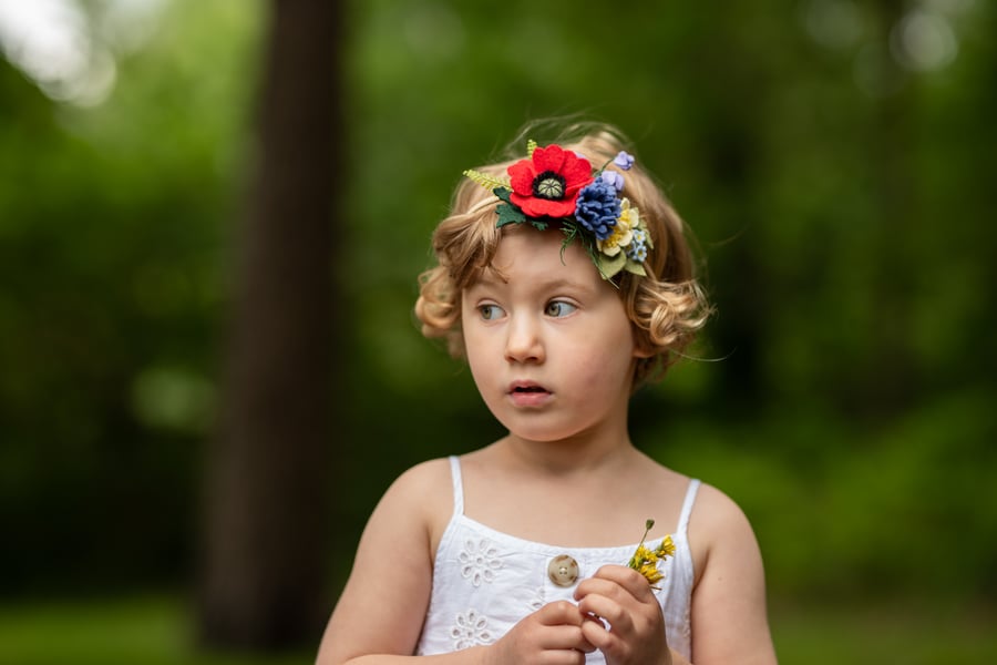 Poppy Headband, Wildflower Crown, Floral Headband, Wedding Hair Accessory