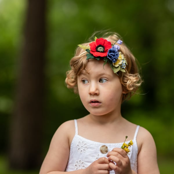 Poppy Headband, Wildflower Crown, Floral Headband, Wedding Hair Accessory