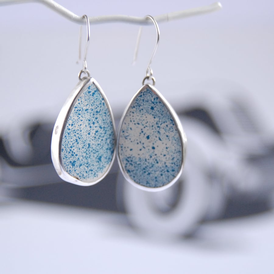 blue speckle boatite earrings
