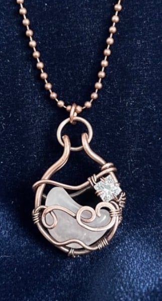 Oxidised Copper Quartz Moon & CZ, Gift for her, Birthday 