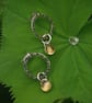 Textured Silver Circle Stud Earrings with Citrine Drop - Image 6