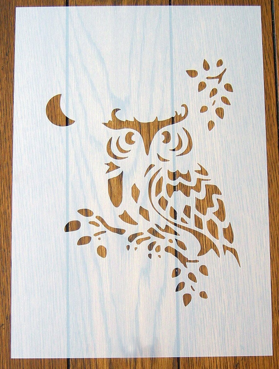 Owl Stencil Mask Reusable PP Sheet for Arts & Crafts