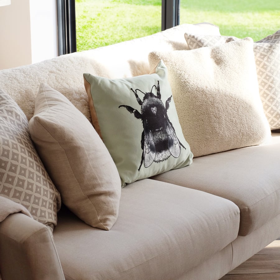 Sage Green Bumblebee Cushion