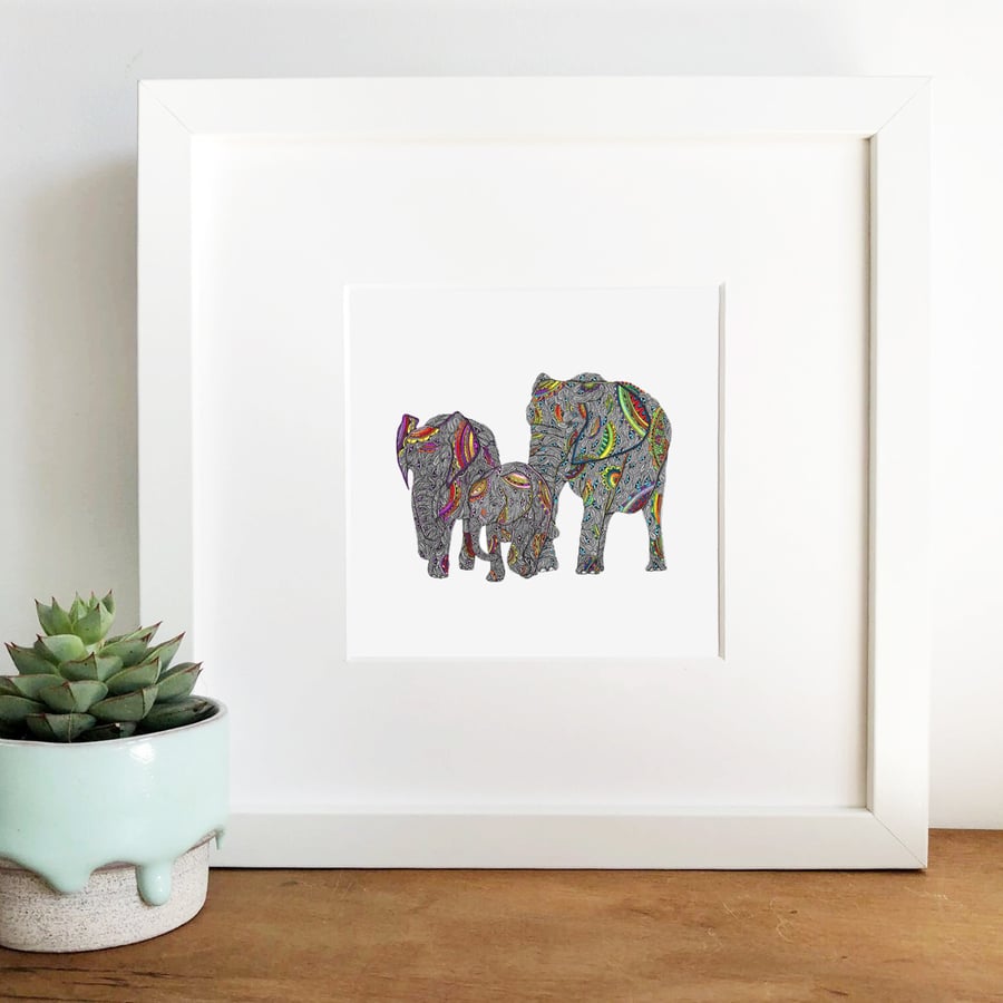 'Rainbow Safari' Framed Print