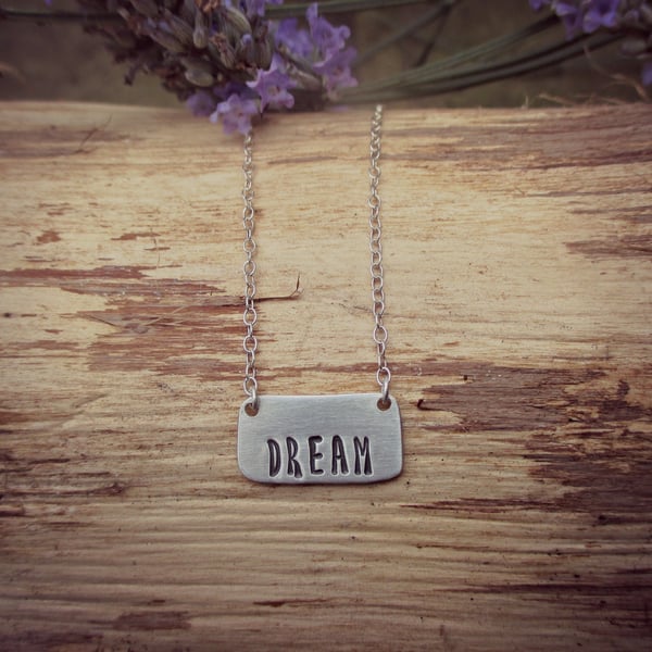 One Word - Silver necklace, choose your word, name or date