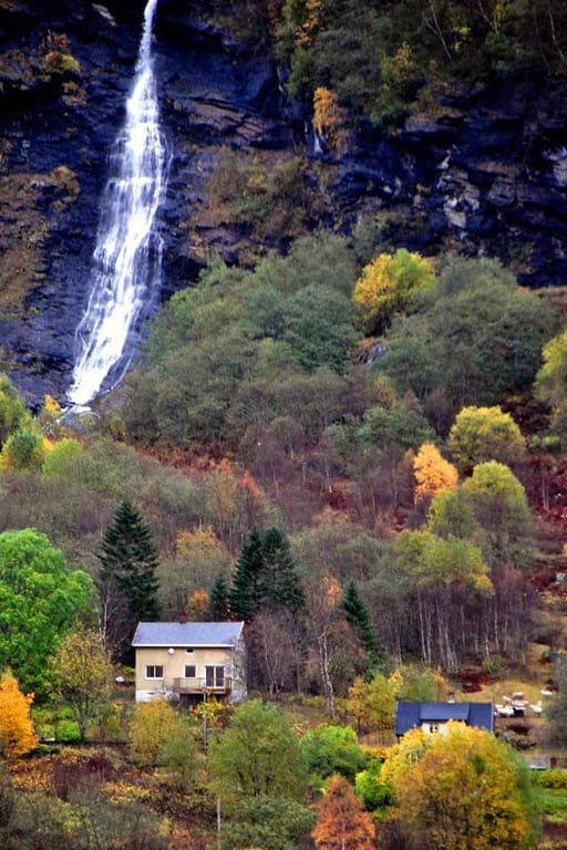 Waterfall Flamsdalen Valley Flam Norway Scandinavia Photograph Print
