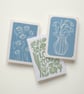 Set of 3 Handmade Floral Cards - Lino Print Greeting Card Bundle