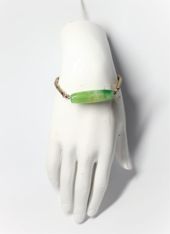 Natural Green Moss Agate Gemstone stretchable watch bracelet 