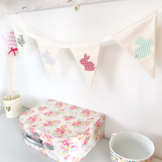 Bunny Easter Bunting in Cream - Price is per Flag