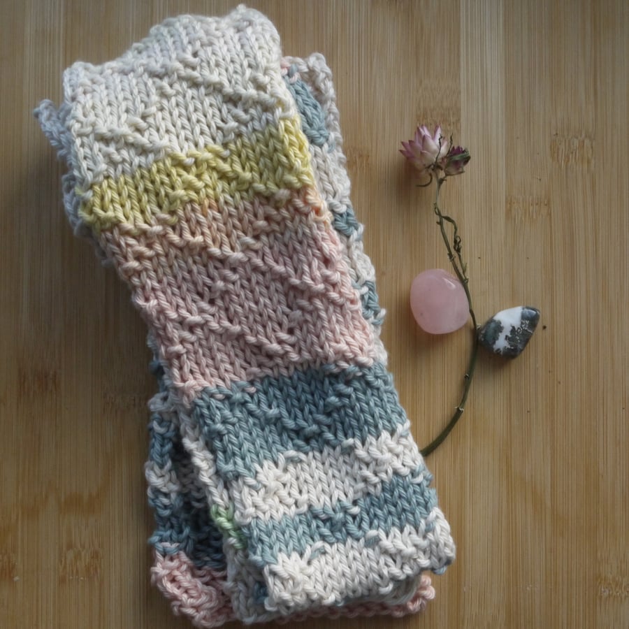 Loom knit Diamond pattern Cotton Summer Scarf