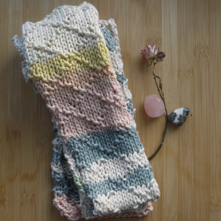 Loom knit Diamond pattern Cotton Summer Scarf