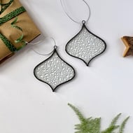 Set of two frost textured stained glass Christmas baubles, Christmas decor