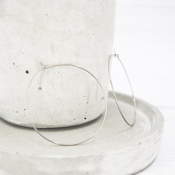 Titanium seamless hoop earrings - Hypoallergenic boho hoops - 1.6" 4.2cm drop 