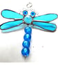 Dragonfly Suncatcher Stained Glass Turquoise Bead-Tailed 054 - Image 5