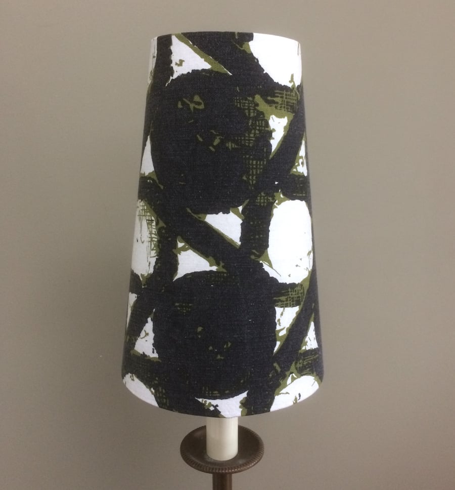 Abstract Black White LEADED LIGHTS Francis Price Vintage 50s Fabric Lampshade