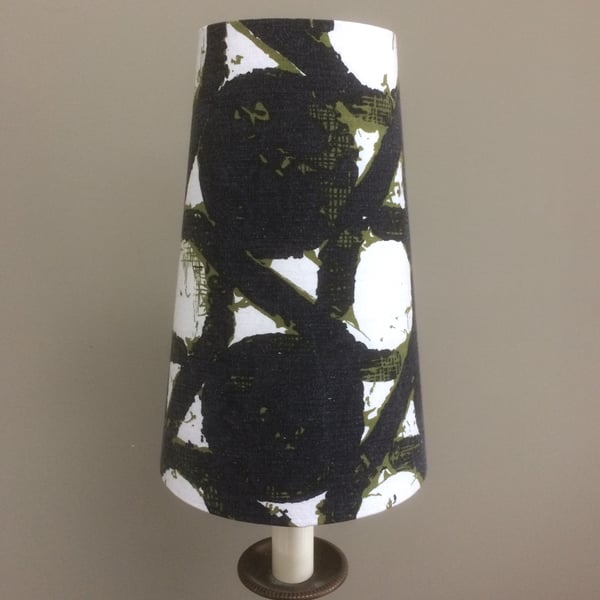 Abstract Black White LEADED LIGHTS Francis Price Vintage 50s Fabric Lampshade