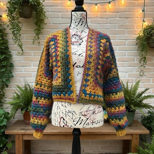 Cropped Chunky Crochet Jacket 10-12