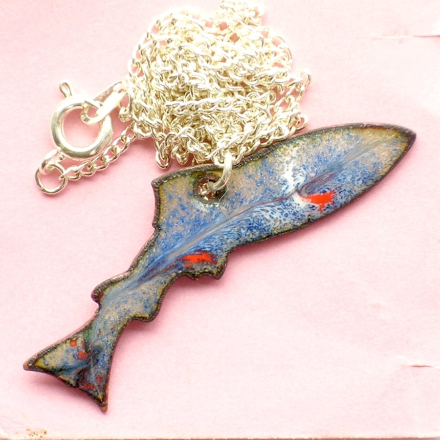 enamel pendant - salmon