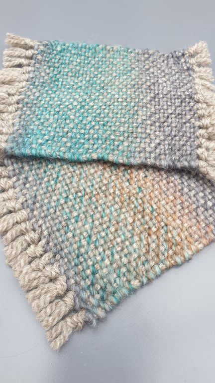 'Horizons'   - a pair of hand woven coasters