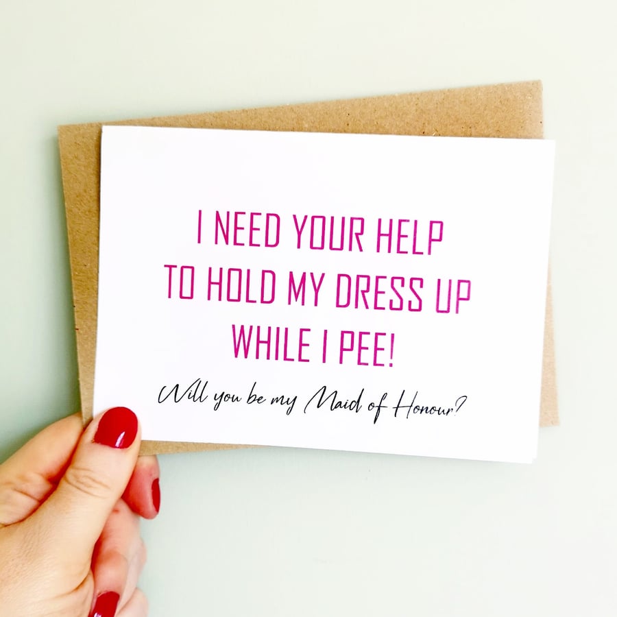 Hold My Dress Wedding proposal card Will you be my Bridesmaid Maid of Honour 