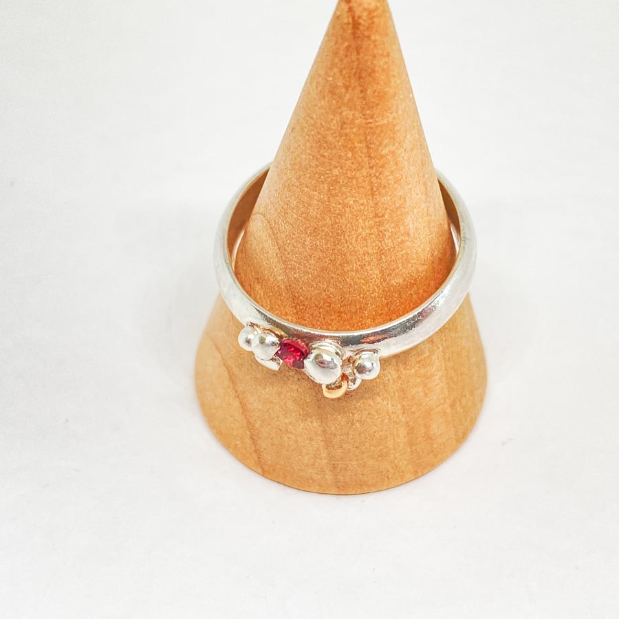 Ruby Silver and Gold Ring Handmade 