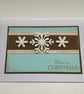 CHRISTMAS CARDS, pack of 4. Scandi style .Aqua , brown .Gingham. Snowflake. - Image 4
