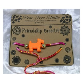 Friendship bracelet with Orange Scottie dog bead.