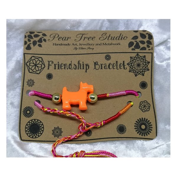 Friendship bracelet with Orange Scottie dog bead.