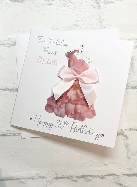 Personalised Pretty Pink Dress Birthday Card For Her Happy Birthday Niece Cousin