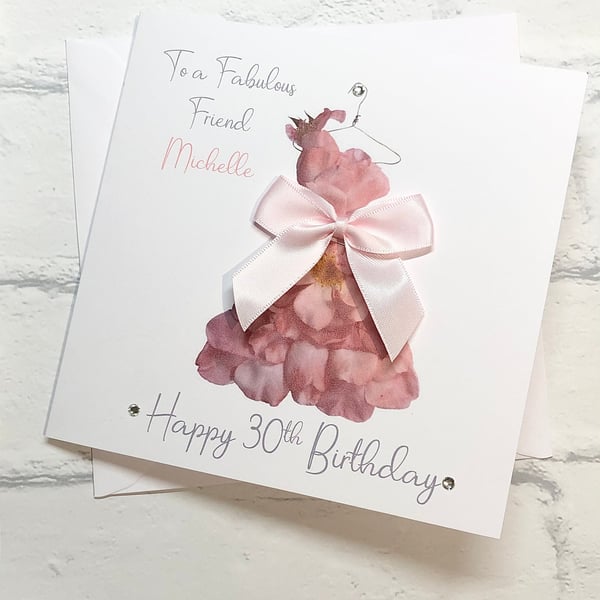 Personalised Pretty Pink Dress Birthday Card For Her Happy Birthday Niece Cousin