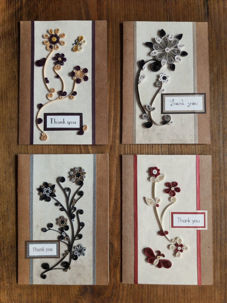 Set of 4 small Thank You cards