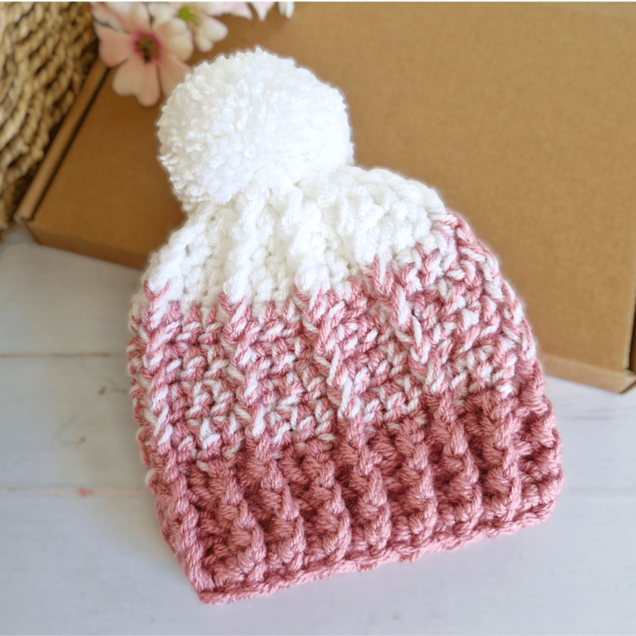 Chunky Ombre Pom Pom Hat – Newborn to Adult