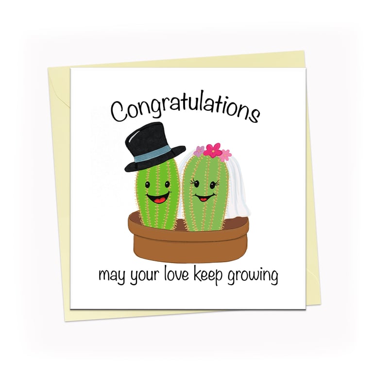 Cactus wedding card, marriage card, may your love keep growing