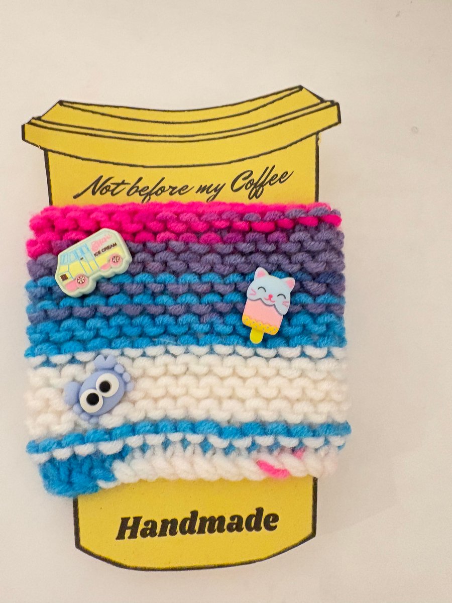 Summer vibes knitted cup cosy. 