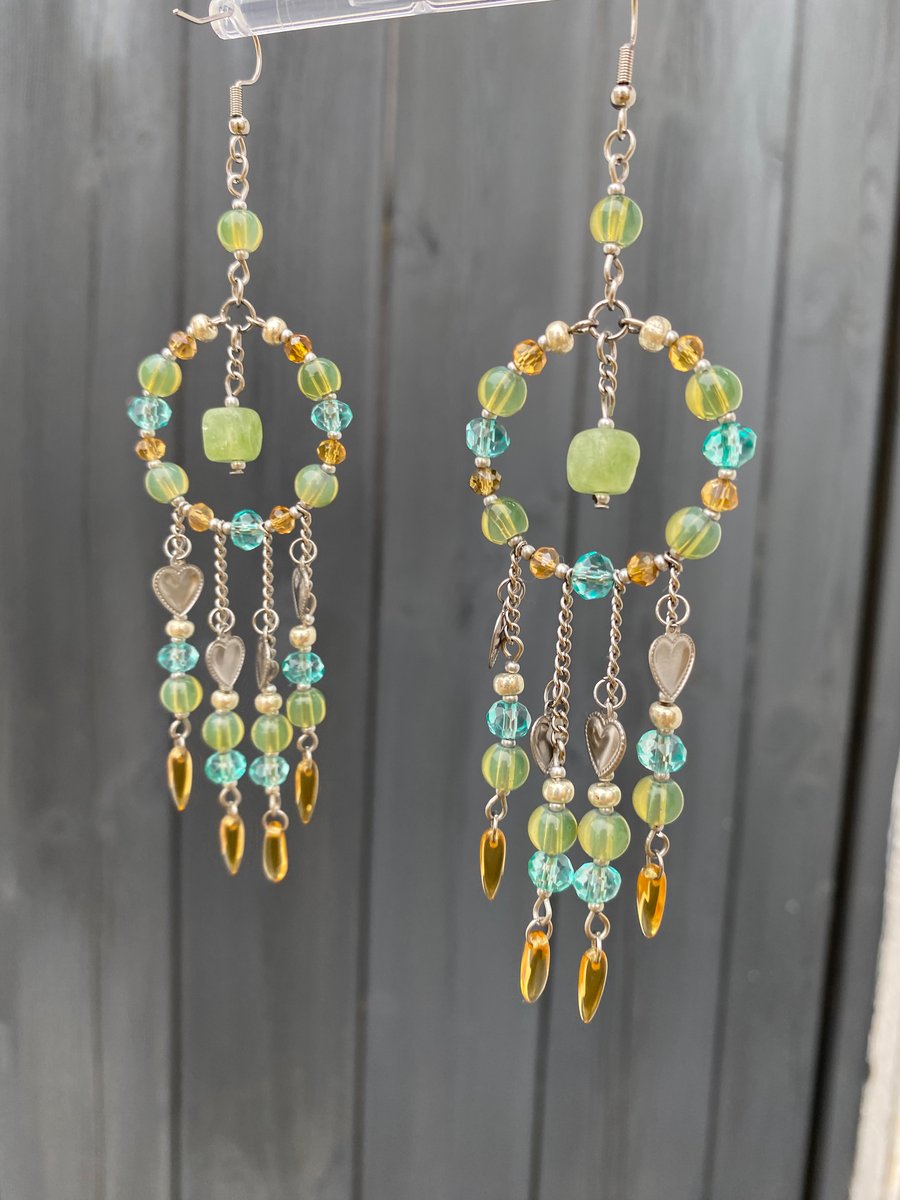 Maia - long boho hoop earrings 