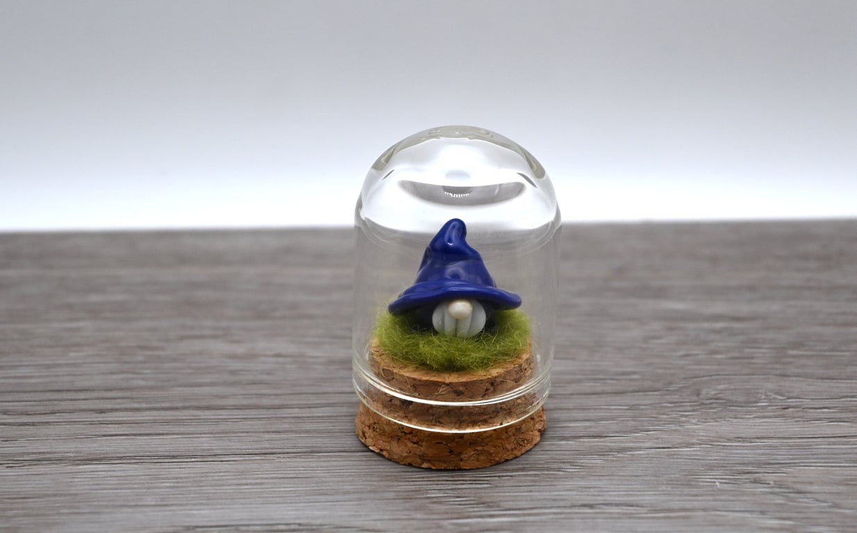 small glass blue gnome keepsake figure