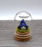 small glass blue gnome keepsake figure